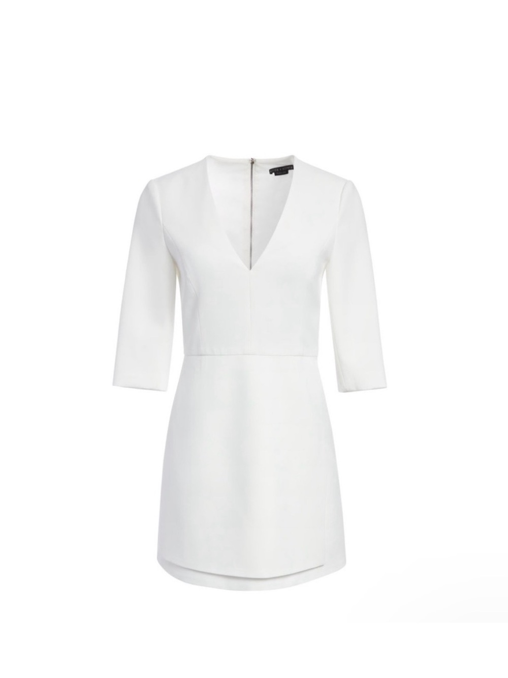 Alice + Olivia White V-Neck Mini Sheath Dress - Picture 3 of 7